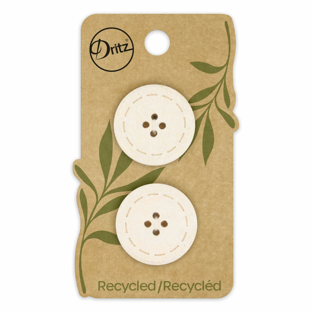 Dritz Recycled Cotton Round Stitch Button, 25mm, 2 Pc Buttons & Cover Buttons 10 Dritz Recycled Cotton Round Stitch Button, 25mm, 2 Pc Buttons & Cover Buttons