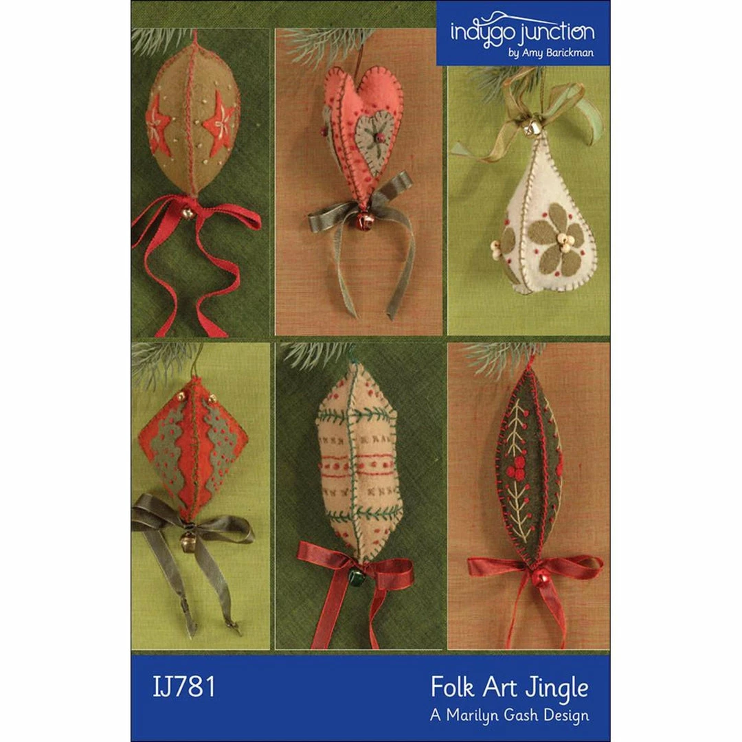 Indygo Junction Folk Art Jingle Embroidered Felt Christmas Ornaments Pattern, PDF Download 3 Indygo Junction Folk Art Jingle Embroidered Felt Christmas Ornaments Pattern, PDF Download