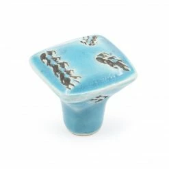 Dritz Outlet Ceramic Distressed Square Knob, Turquoise