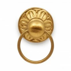 Dritz Hooks & Knobs Cast Iron Ring Pull, Gilt
