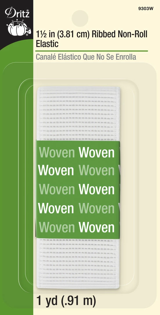 Dritz 1-1/2" Ribbed Non-Roll Elastic, White 5 Dritz 1-1/2" Ribbed Non-Roll Elastic, White