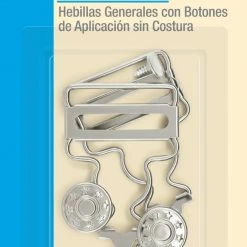 Dritz 1" Overall Buckles With No-Sew Buttons, Nickel, 2 Pc