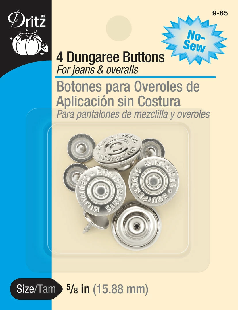 Dritz Buttons & Cover Buttons 5/8" Dungaree Buttons, 4 Pc 3 Dritz Buttons & Cover Buttons 5/8" Dungaree Buttons, 4 Pc