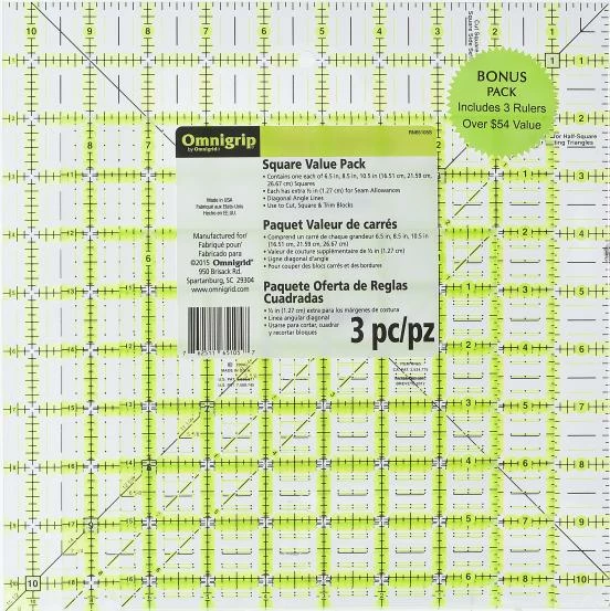 Omnigrid Non-Slip Square Ruler Value Pack (6-1/2", 8-1/2", 10-1/2") 4 Omnigrid Non-Slip Square Ruler Value Pack (6-1/2", 8-1/2", 10-1/2")