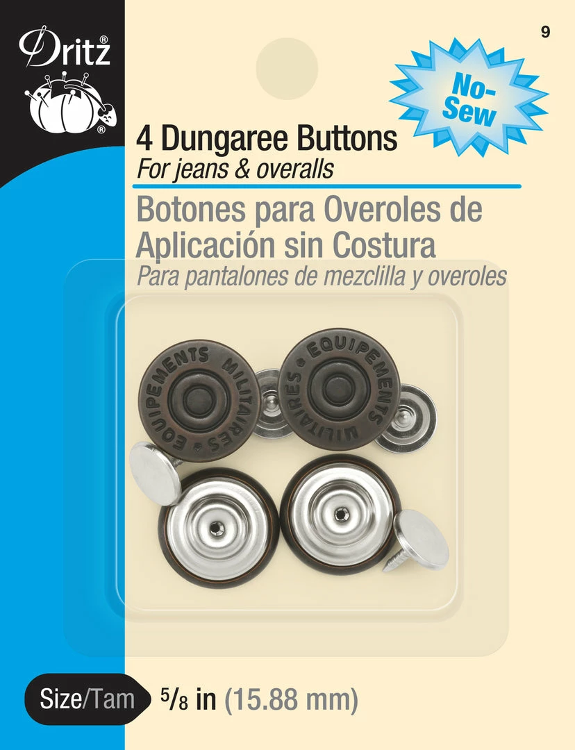 Dritz Buttons & Cover Buttons 5/8" Dungaree Buttons, 4 Pc 20 Dritz Buttons & Cover Buttons 5/8" Dungaree Buttons, 4 Pc