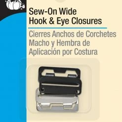 Dritz Sew-On Wide Hook & Eye Closures, 2 Pc, Nickel