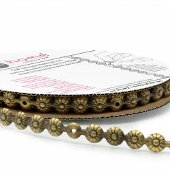 Dritz 7/16" Decorative Daisy Nailhead Trim, Antique Brass, 5 Yd