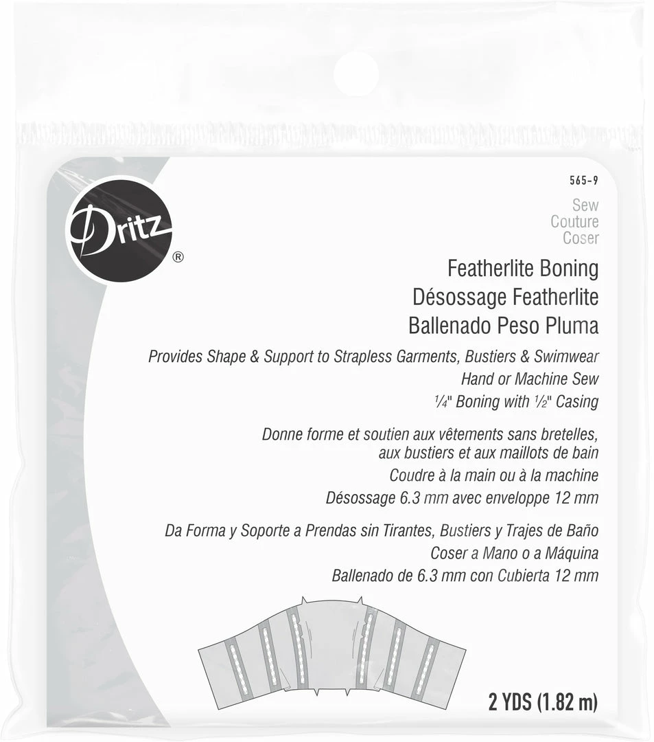 Dritz 1/4" Featherlite Boning With 1/2" Casing, White, 2 Yd 3 Dritz 1/4" Featherlite Boning With 1/2" Casing, White, 2 Yd