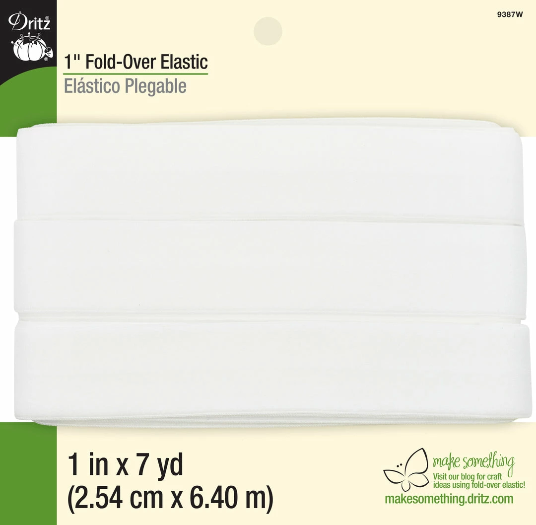 Dritz 1" Fold-Over Elastic, White Elastics 5 Dritz 1" Fold-Over Elastic, White Elastics