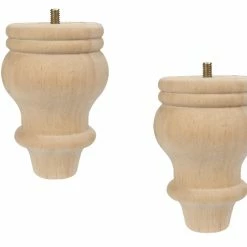 Dritz Furniture Legs & Feet Curved Country Bun Feet, Natural, 2 Pc