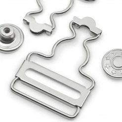 Dritz 1" Overall Buckles With No-Sew Buttons, Nickel, 2 Pc
