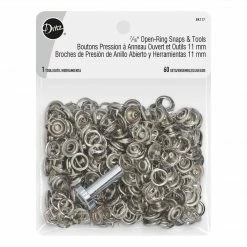 Dritz 7∕16" Open-Ring Snaps & Tools, 60 Sets, Nickel Bulk Notions
