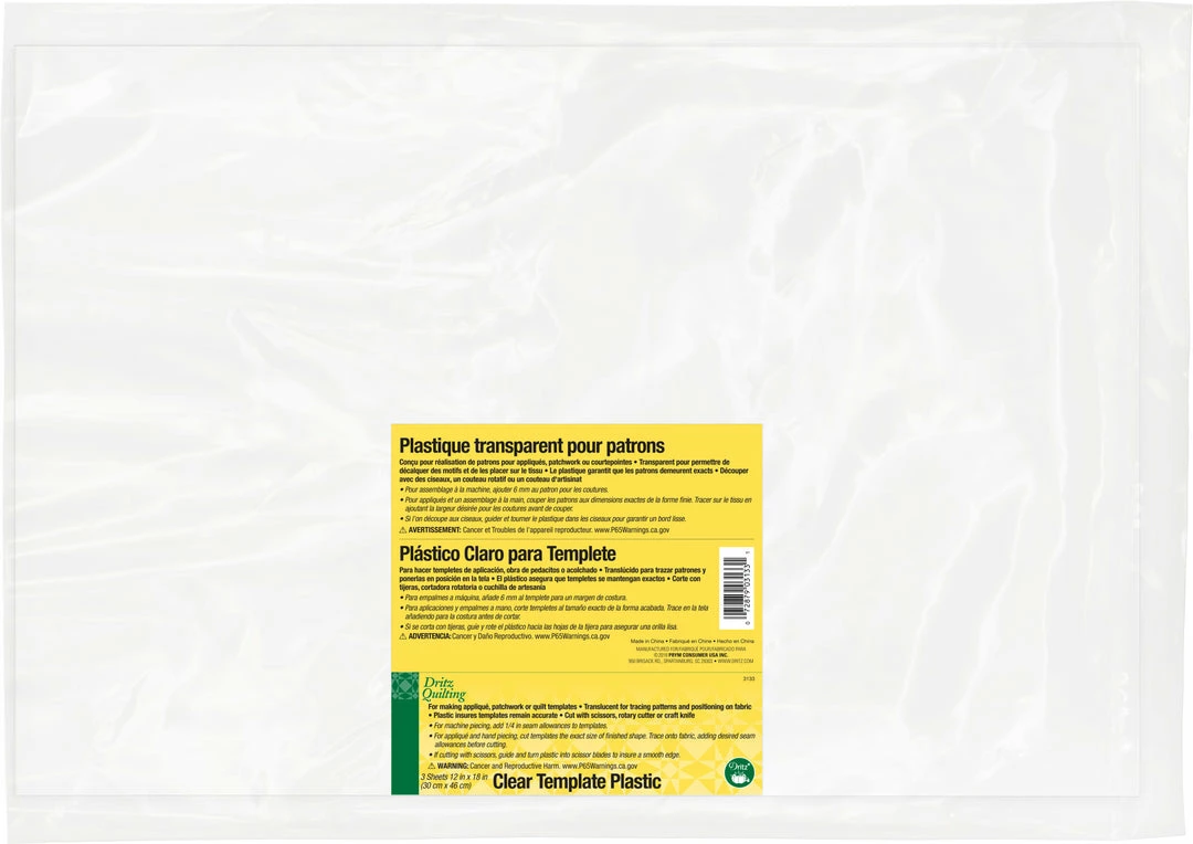 Dritz Clear Plastic Template, 12" X 18" Templates 3 Dritz Clear Plastic Template, 12" X 18" Templates