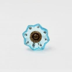 Dritz Hooks & Knobs Glass Scallop Knob, Blue