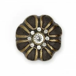 Dritz Outlet Cast Iron Rhinestone Flower Knob, Bronze