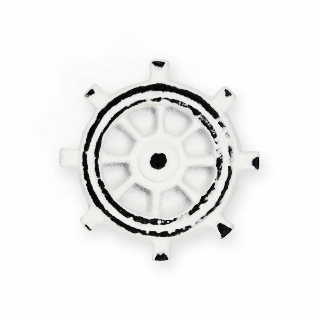 Dritz Cast Iron Ship Helm Knob, White Outlet 3 Dritz Cast Iron Ship Helm Knob, White Outlet