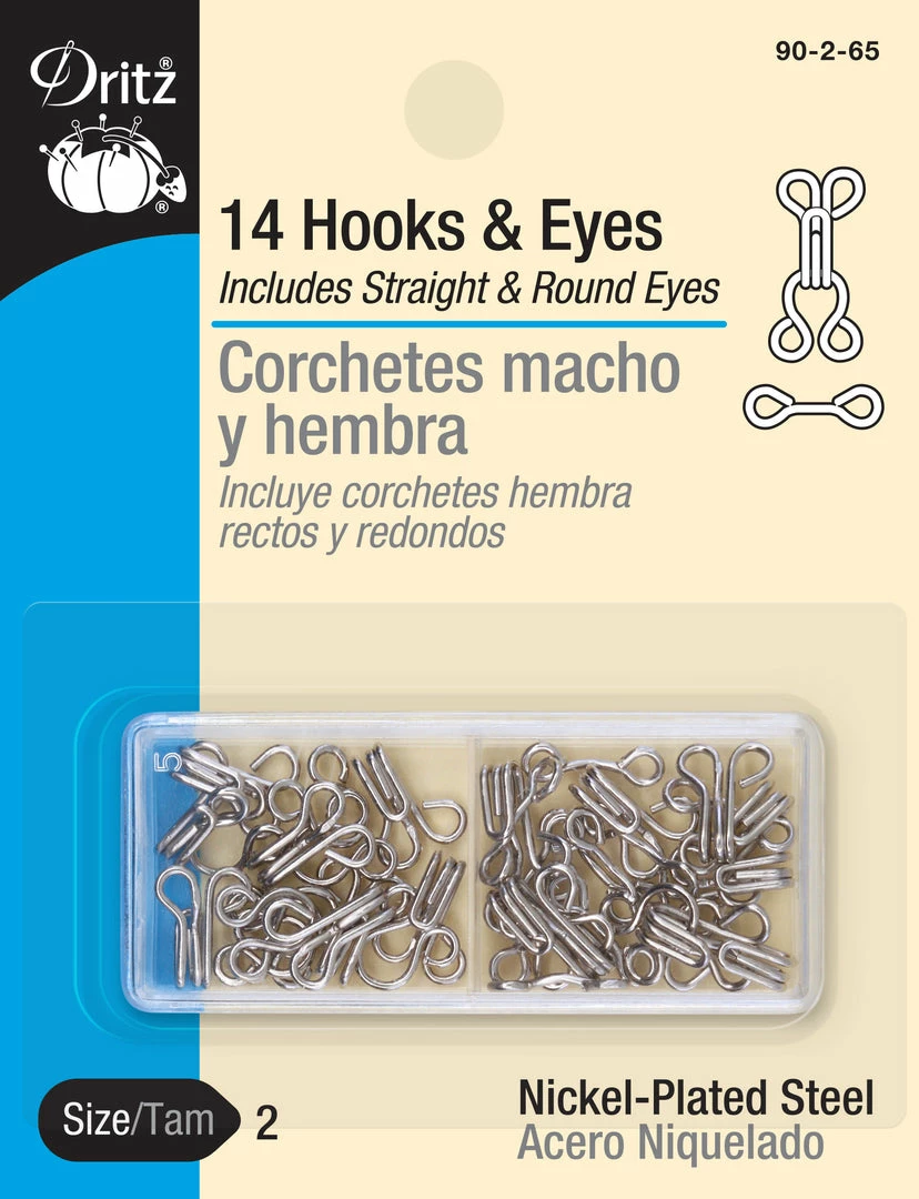 Dritz Hooks & Eyes, 14 Pc, Nickel 8 Dritz Hooks & Eyes, 14 Pc, Nickel