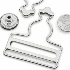 Dritz 1-3/4" Overall Buckles With No-Sew Buttons, Nickel, 2 Pc