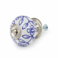 Dritz Ceramic Delft Ball Knob, Blue & White Hooks & Knobs