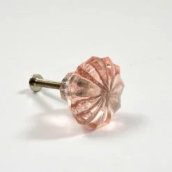 Dritz Fluted Pressed Glass Knob, Pale Pink Hooks & Knobs