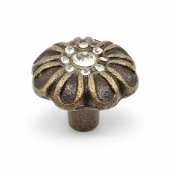 Dritz Outlet Cast Iron Rhinestone Flower Knob, Bronze 8 Dritz Outlet Cast Iron Rhinestone Flower Knob, Bronze