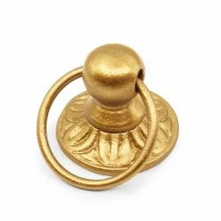Dritz Hooks & Knobs Cast Iron Ring Pull, Gilt