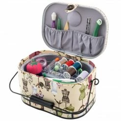 Dritz Oval Sewing Basket With Metal Handle, Large Sewing Baskets & Storage