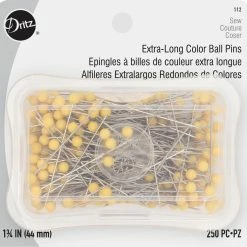 Dritz 1-3/4" Extra-Long Color Ball Pins, Yellow, 250 Pc Pins & Accessories
