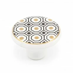 Dritz Outlet Ceramic Metallic Foil Geometric Knob, Multicolor