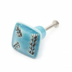 Dritz Outlet Ceramic Distressed Square Knob, Turquoise