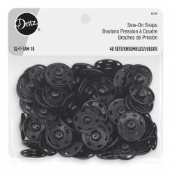 Dritz Sew-On Snaps, 48 Sets, Size 10, Black Bulk Notions