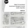 Dritz Pins, Needles & Tacks Assorted Curved Safety Pins & Storage Box, 90 Pc