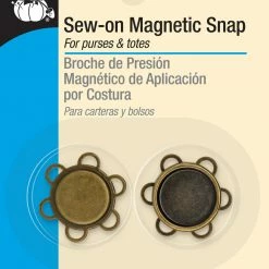 Dritz Magnetic Flower Sew-On Snap, 1 Set, Antique Brass