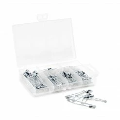 Dritz Pins, Needles & Tacks Assorted Curved Safety Pins & Storage Box, 90 Pc