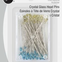 Dritz Crystal Glass Head Pins, Blue & Yellow, 100 Pc Pins, Needles & Tacks