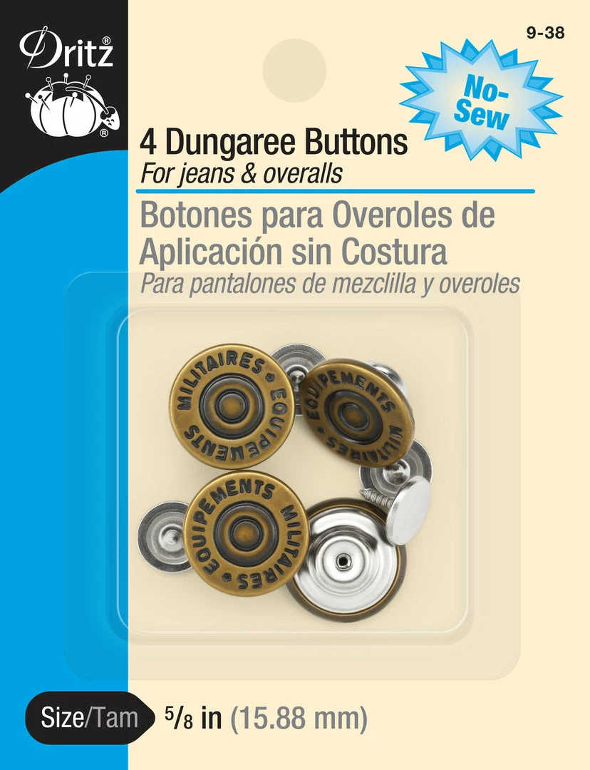 Dritz Buttons & Cover Buttons 5/8" Dungaree Buttons, 4 Pc 9 Dritz Buttons & Cover Buttons 5/8" Dungaree Buttons, 4 Pc