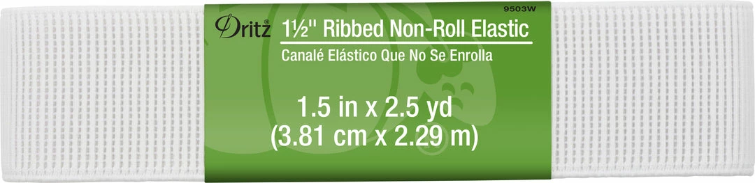 Dritz 1-1/2" Ribbed Non-Roll Elastic, White 3 Dritz 1-1/2" Ribbed Non-Roll Elastic, White