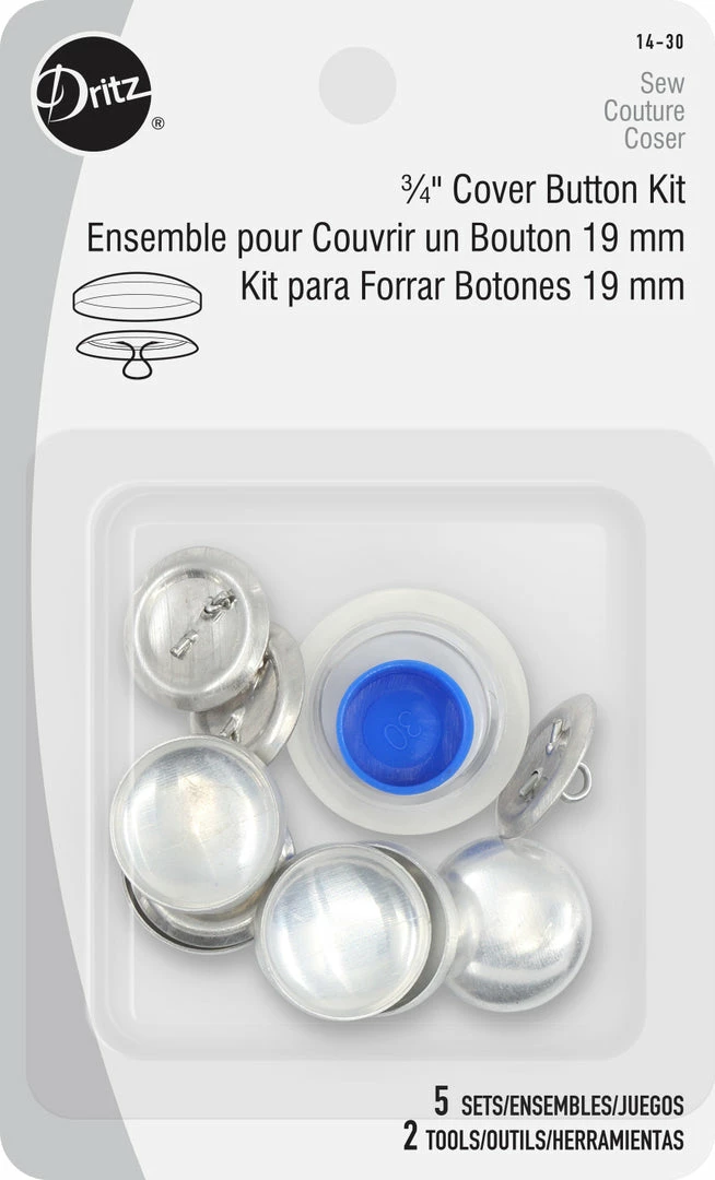 Dritz Cover Button Kit, Nickel 9 Dritz Cover Button Kit, Nickel
