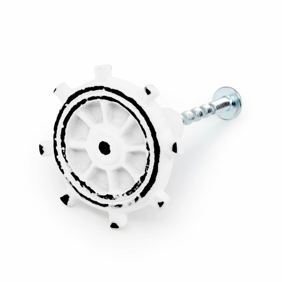 Dritz Cast Iron Ship Helm Knob, White Outlet 6 Dritz Cast Iron Ship Helm Knob, White Outlet