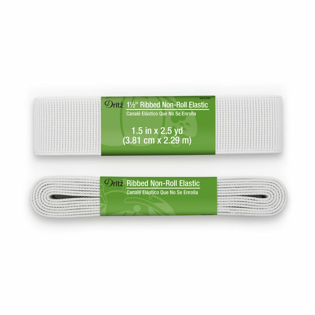 Dritz 1-1/2" Ribbed Non-Roll Elastic, White 7 Dritz 1-1/2" Ribbed Non-Roll Elastic, White