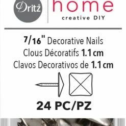 Dritz 7/16" Square Decorative Nails, Nickel, 24 Pc Decorative Nails & Tacks