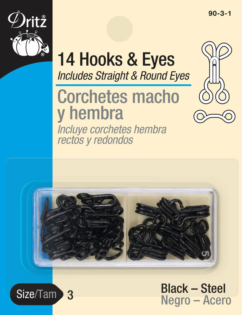 Dritz Hooks & Eyes, 14 Pc, Black 3 Dritz Hooks & Eyes, 14 Pc, Black