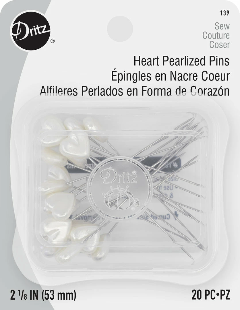 Dritz 2-1/8" Heart Pearlized Pins, White, 20 Pc 3 Dritz 2-1/8" Heart Pearlized Pins, White, 20 Pc