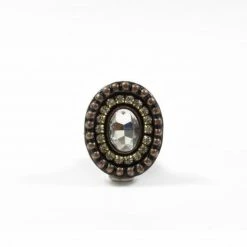 Dritz Cast Iron Rhinestone Oval Knob, Bronze