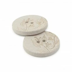 Dritz Buttons & Cover Buttons Recycled Hemp Round Floral Button, 23mm, 2 Pc