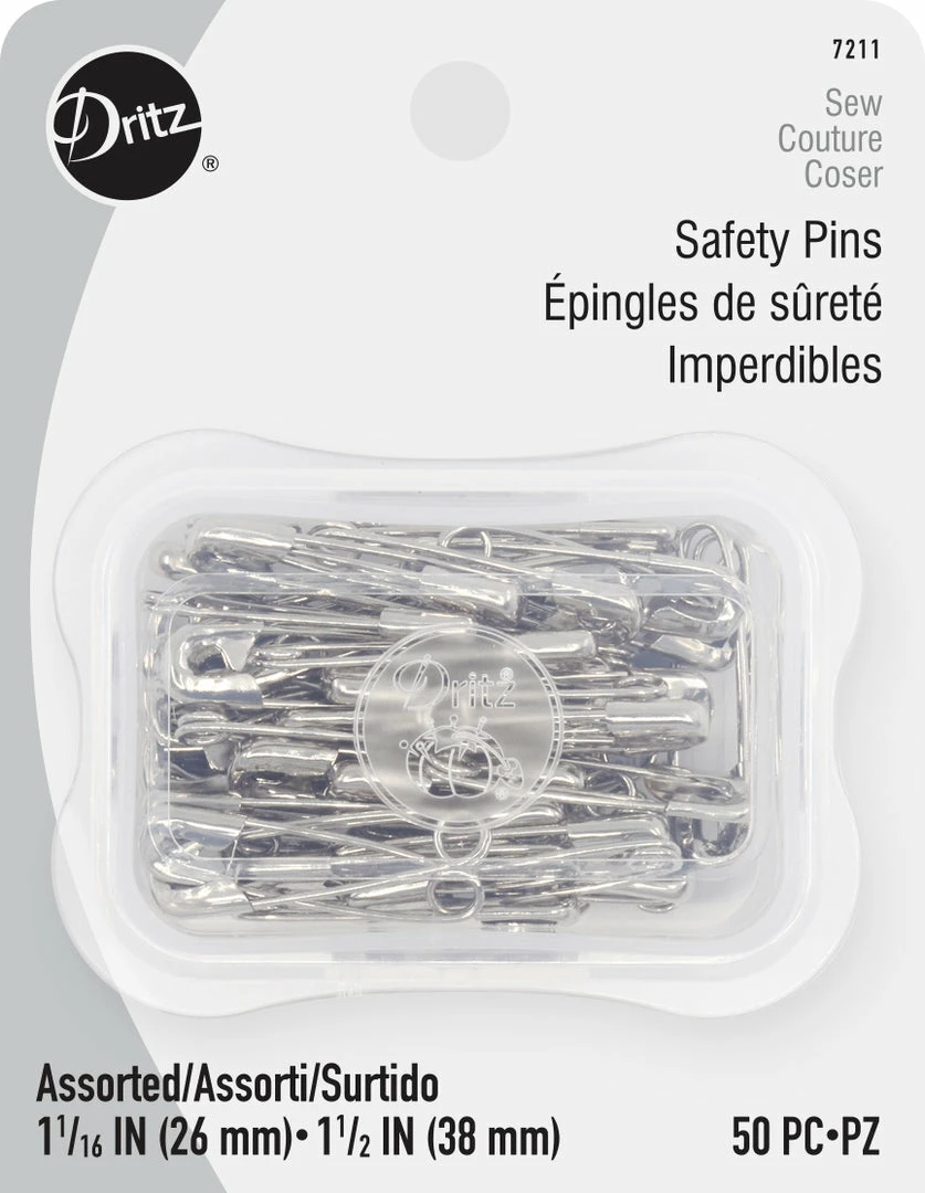 Dritz Safety Pins, Assorted Sizes, Nickel, 50 Pc 3 Dritz Safety Pins, Assorted Sizes, Nickel, 50 Pc