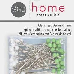 Dritz 1-7/8" Glass Head Decorator Pins, Green & White, 50 Pc