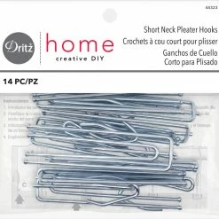 Dritz Drapery Tape, Hooks & Weights Short Neck Pleater Hooks, Silver, 14 Pc