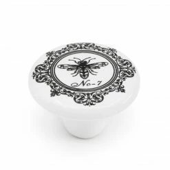 Dritz Ceramic Bee Knob, Black & White Hooks & Knobs