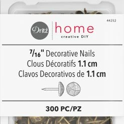 Dritz 7/16" Textured Decorative Nails, Antique Brass, 300 Pc